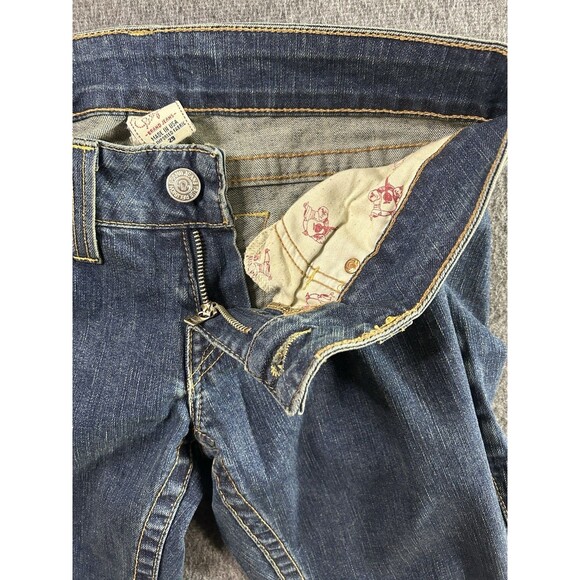 VTG True Religion Jeans Joey Big T Women’s Flared Legs Denim Blue Sz 29 USA Rare - Picture 5 of 14